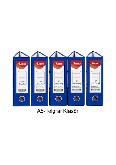Telgraf Klasör Mavi Geniş A5 Plastik 5 Adet