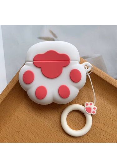 Apple Airpods Pro 3. Nesil 2025 Uyumlu Figürlü Silikon Kılıf Anahtarlıklı Kılıf Açık Pembe