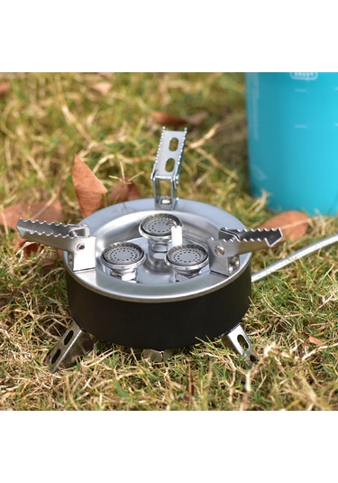 Mufunye Kamp Gazlı Ocak, 6800w, Katlanabilir 3 Ocağı Ve Piezo İğneli - Kamp, Yürüyüş, Piknik Ve Acil Durumlar İçin Siyah