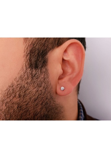 Sirius F Renk 0.14 Karat Pırlanta Tektaş Erkek Küpesi  0815E0043