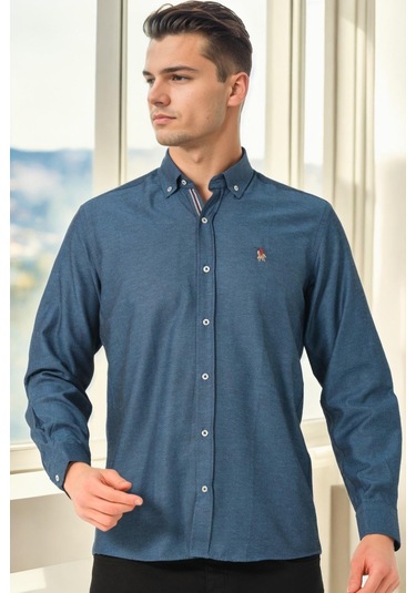 G974 Dewberry Erkek Gömlek-petrol Petrol