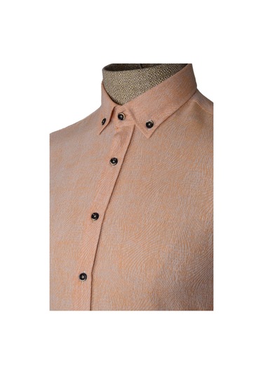 Cengiz İnler Yaka Düğmeli Kendinden Desenli Erkek Slimfit Gömlek 001