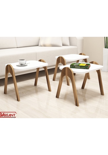 Variant Paris Tepsi Zigon Sehpa (Ceviz-Beyaz)