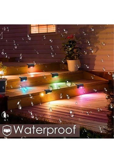 Geeksen Güneş Enerjili Havuz Ve Bahçe Aydınlatma Led'leri - 8 Adet Renk Değiştiren Su Geçirmez Basamak Lambası Siyah