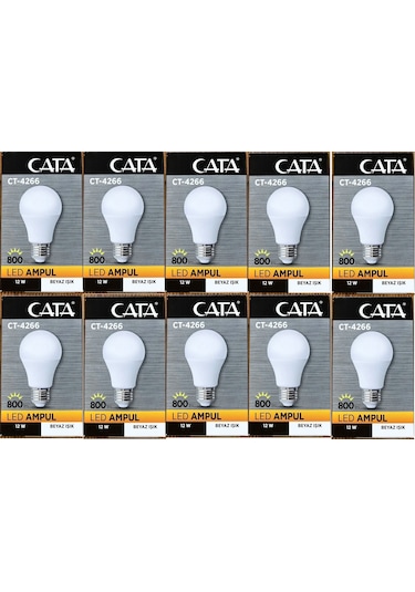 Cata Ct-4266 12w Watt Led Ampul 6500k E27 Duy Beyaz Işık 10 Lu