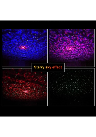 Vkemall Led Işıklı Güneş Sistemi Projeksiyonu, Çocuklar İçin Renkli Yıldız Ve Su Desenli 8w Usb Işık, Müzik Fonksiyonlu Siyah Ambient Lambası