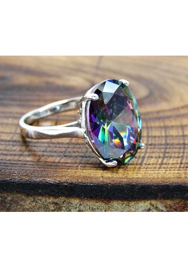 Mistik Topaz Oval Taşlı Kadın Yüzük