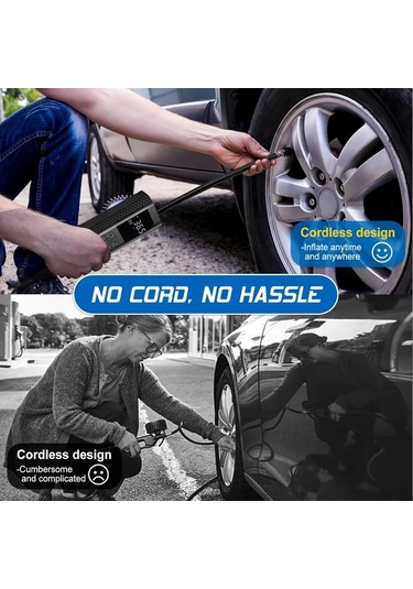 Primepickings Siyah 150psı Dijital Basınç Göstergeli Otomatik Kapanmalı Portatif Araba Lastik Şişirme Pompası Suv Bisiklet Moto Top Led Işık