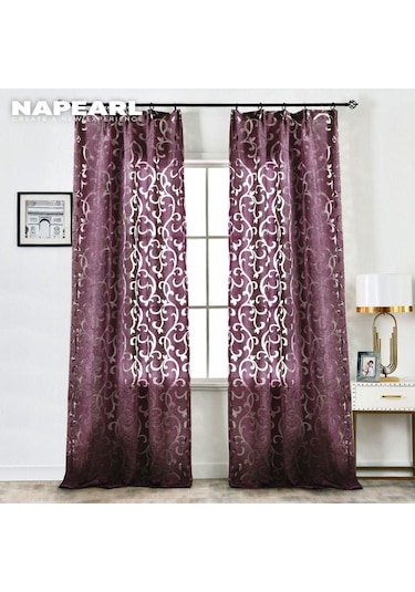 Krem 1 Pc Napearl Modern Yatak Odası Sırf Perde Moda Oturma Ev Pencere Perde Jakarlı Tül Perde W150cm X L270cm