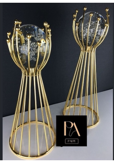 Gold G 2'li Ofis Metal Aksesuar Biblo Ev Salon Dekorasyon Obje