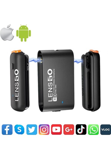 318c Mini Ikili Kablosuz Yaka Mikrofonu Ios, Android Ve Kamera Uyumlu