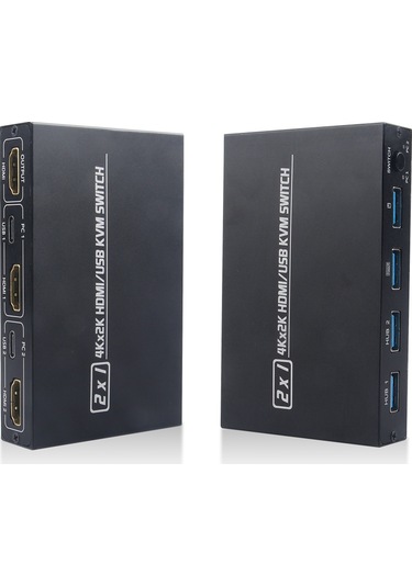 Springsun 2 Giriş 1 Çıkış Hdmı/usb Kvm Anahtarı - 2 Bilgisayar İçin Monitör/ Klavye-fare Ortak Kullanımı - 4kx2k 30hz Hd Kalite - Siyah