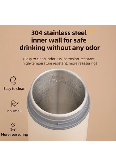 Elmpaly Kayısı Desenli Type-c Şarjlı Kapaklı Paslanmaz Çelik Termos