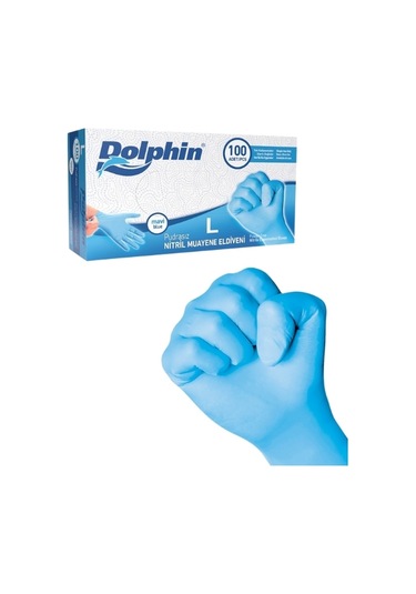 Dolphin Pudrasız Mavi Nitril Eldiven - L Beden - 4 Adet