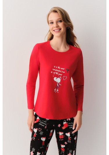 Suwen Lulusu Pijama Takımı Sh26259660a911 Siyah Desenli