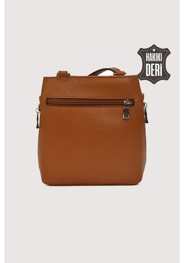 Hakiki Deri Kadın Deri Omuz Çantası Taba Smr562 Taba