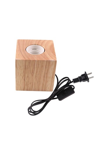 Retro Stil E27 Ahşap Tabanlı Masa Lambası Gece Prizi Tutucu 0007 Diğer