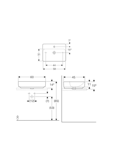 Geberit Variform Çanak Lavabo Dikdörtgen 60 CM 500.780.01.2