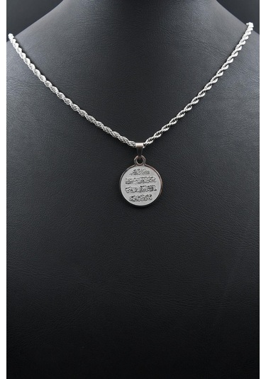 Nazar Duası Kolye Paslanmaz Çelik Zincir 3mm 902086 Gümüş
