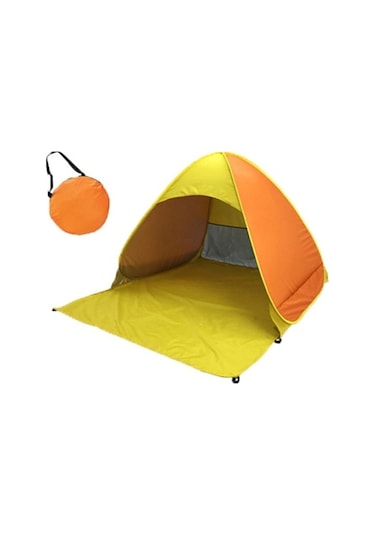 Prestigegoods Otomatik Açılır Plaj Çadırı, 150x165x110cm, Sarı-turuncu, 3 Yetişkin/5 Çocuk Sarı - Turuncu