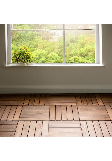 Pafu Sunsoe Dişbudak Ağacı Balkon Bahçe Ahşap Yer Döşemesi Karo Deck 30x30 Cm - 10 Adet 0,9m2