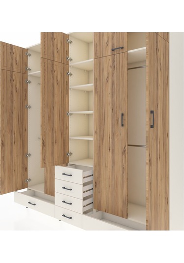 Hyperion Dolap 6 Raflı 6 Çekmeceli 4 Askılı 220x44x243 Aytaşı-çam/aytaşı Atlas Çam/aytası