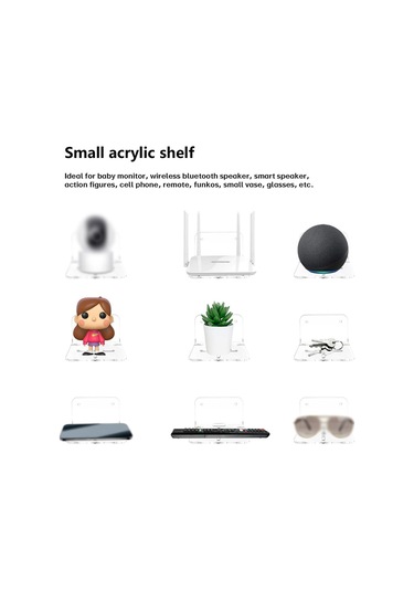 3 Adet Akrilik Duvar Rafı Evrensel Yapışkan Raflar Monitör Kameralar Hoparlörler İçin Küçük Yüzen Raf Yatak Odası Oturma Odası Mutfak İçin