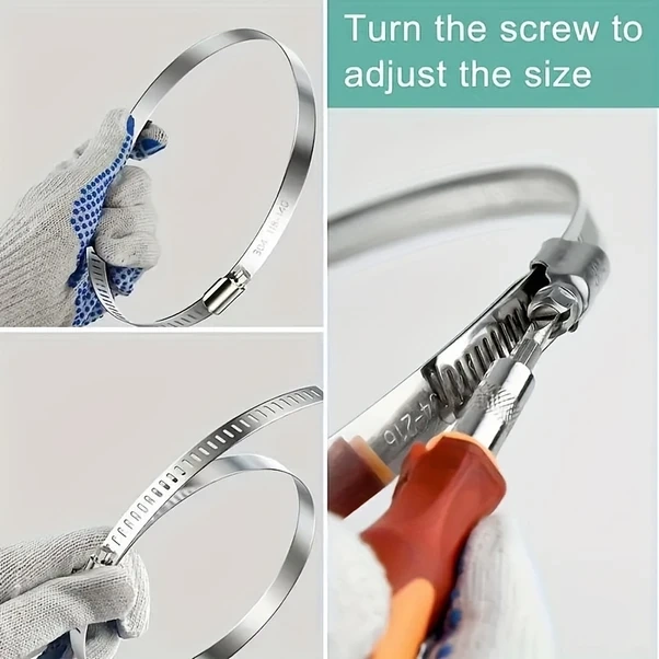 Xuweiwei 1 Adet 91-114mm 304 Paslanmaz Çelik Ayarlanabilir Boru Kelepzesi