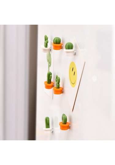 Fosenze "6 Adet Sevimli Kaktüs Buzdolabı Mıknatısı - Renkli Dekor Ve Pratik Kullanım" Portakal