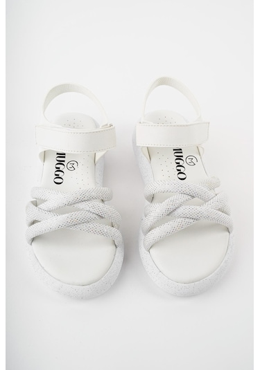 Muggo Jazz Garantili Günlük Ortopedik Hafif Taban Örgü Detaylı Cırtlı Kız Çocuk Sandalet Beyaz Muggo Jazz Garantili Günlük Ortopedik Hafif Taban Örgü Detaylı Cırtlı Kız Çocuk Sandalet Beyaz