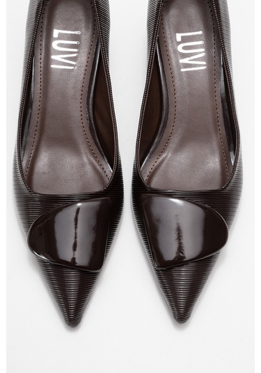 Brıana Kahverengi Çizgili Tokalı Kadın Topuklu Ayakkabı Kahverengi