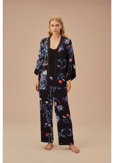 Suwen Geisha Sabahlık St4430615846 Çiçek Baskılı Çok Renkli