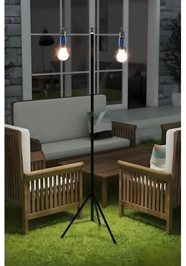 2 Lambalı Şarjlı Led Solar Işıldak, Su Geçirmez Tasarım Açık Lacivert
