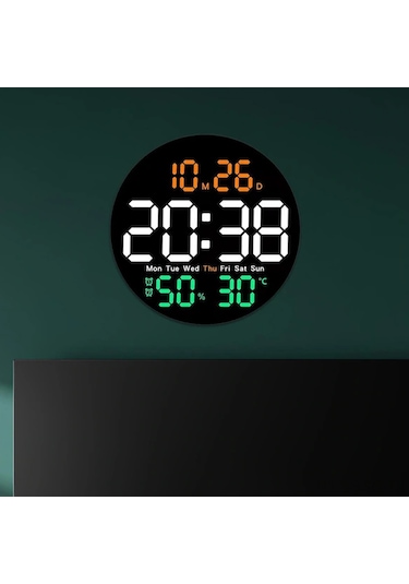 Springsun "sessiz Dijital Duvar Saati - Uzaktan Kumandalı, Sıcaklık Ve Nem Göstergeli" ÇOk Renkli