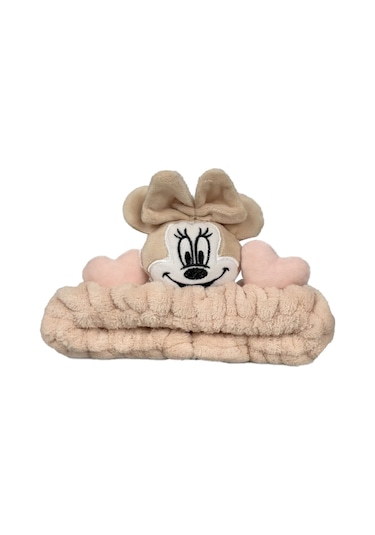 Minnie Mouse Peluş Bandana Makyaj Spa Saç Bandı Krem Krem