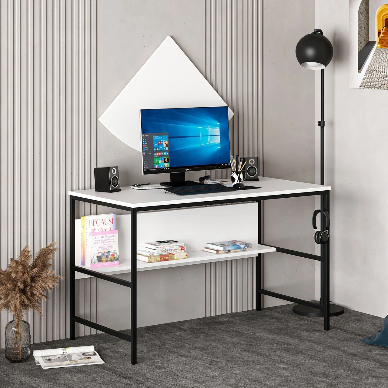 Minar Greta Çalışma Masası Modül1 - Beyaz Beyaz