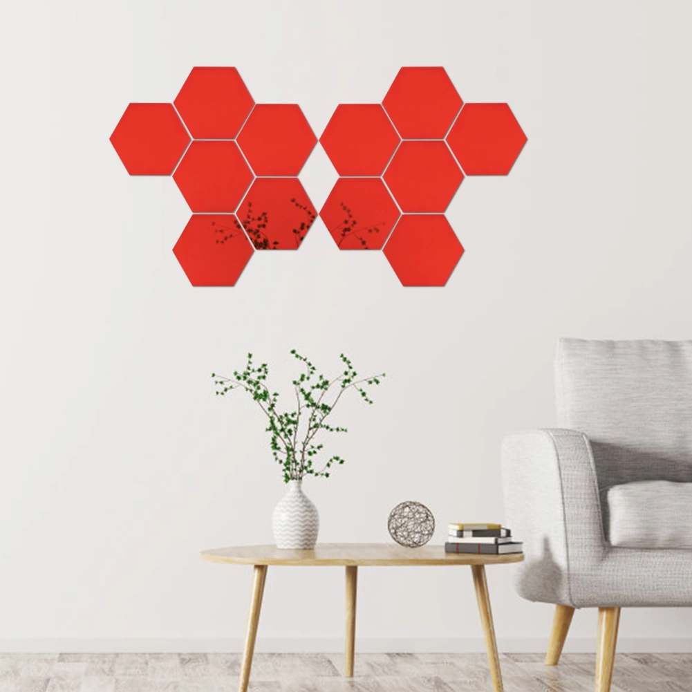 Geeroyoo Kırmızı Akrilik Hexagon Gölge Sticker - Nem Ve Kalıp Direnci, Duvar Dekorasyonu, 4cm Kenar Uzunluğu, 12 Adet Paket Sm102 Diğer