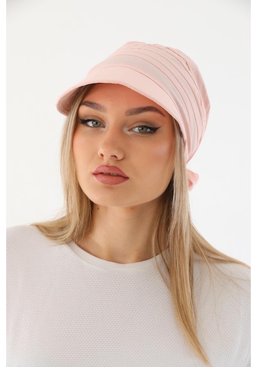 Safari Bağlamalı Pudra Siperli Bandana Vizör Pudra