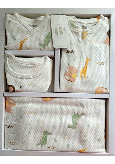 Incibaby 10'lu Erkek Bebek Hastane Çıkışı Zürafa Desenli Beyaz