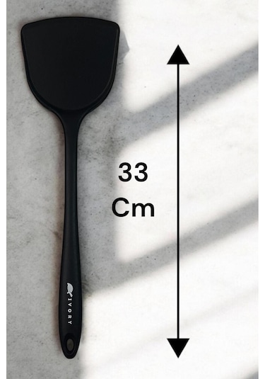 Siyah Ivory Silikon Büyük Boy Kepçe -kevgir -spatula Set Siyah