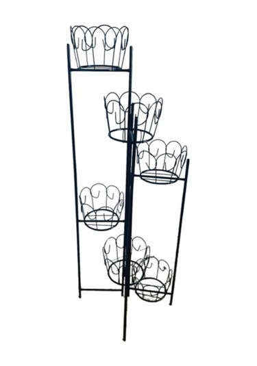 Dekoratif Metal Ferforje 5 Katlı Saksılık -Çiçeklik