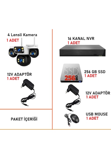 Hieasy 4 Kameralı 8mp Nvr Güvenlik Seti 256gb Ssd Dahil 4k Aov Ptz Kontrol H.265+ 7/24 Kayıt
