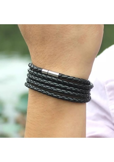 Gogoey Dbg9494 Erkek Deri Bileklik Siyah Çok Renkli