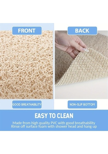 Trendooze Hızlı Kuruyan Kaymaz Banyo Paspası - 24x16 İnç Pvc Bej Renk Sunshine022 Bej