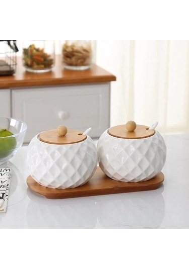 Westworld Ahşap I Seramik Şekerlik Biber Depolama Kavanoz Ev Dekor S