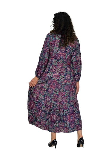 Kadın Empirme Uzun Kol Elbise Bgl-st04670 Mürdüm