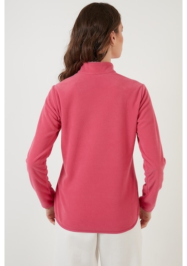 Lela Slim Fit Yumuşak Dokulu Anti-Pilling Tüylenme Yapmayan Yarım Fermuarlı Bayan Polar 5907000 Pembe