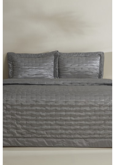Karaca Home Glamour Çift Kişilik Yatak Örtüsü Gri Gri