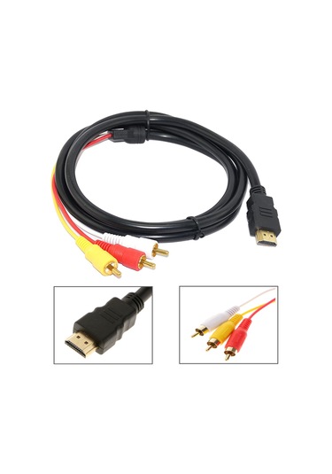 Springsun Hdmı'den 3 Rca'ya Sinyal Aktarım Kablosu, 1.5 Metre Uzunluk, 1080p Desteği, Siyah Kod Çözme Olmadan