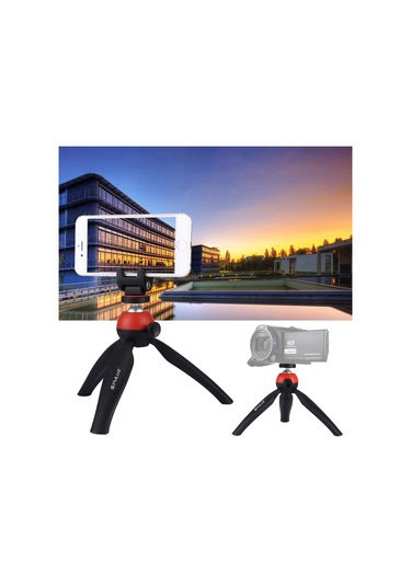 Akıllı Telefonlar İçin 360 Derece Top Kafa Ve Telefon Kelepçesi İle Puluz Cep Mini Tripod Dağı Kırmızı